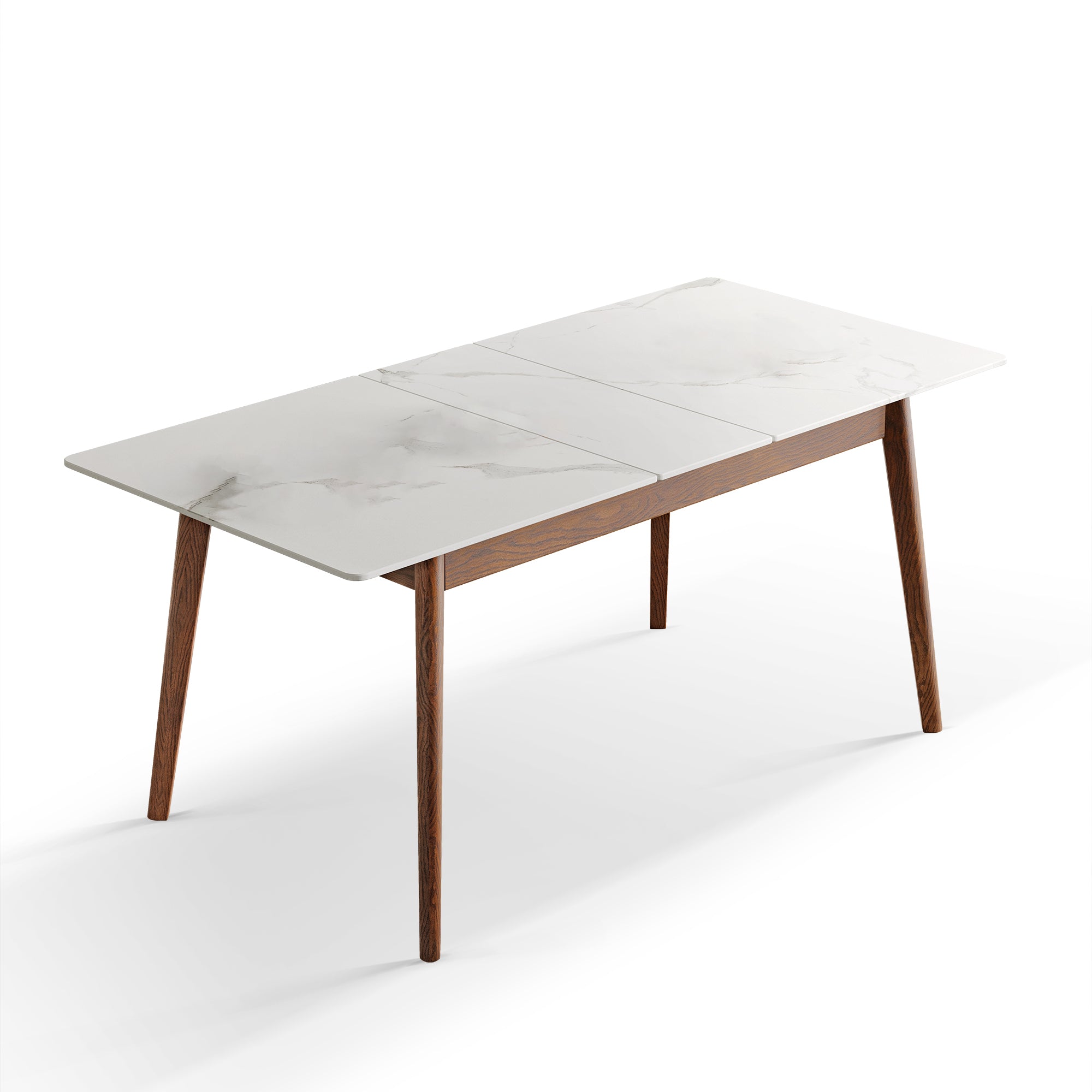Walnut white slate extendable dining table — front view