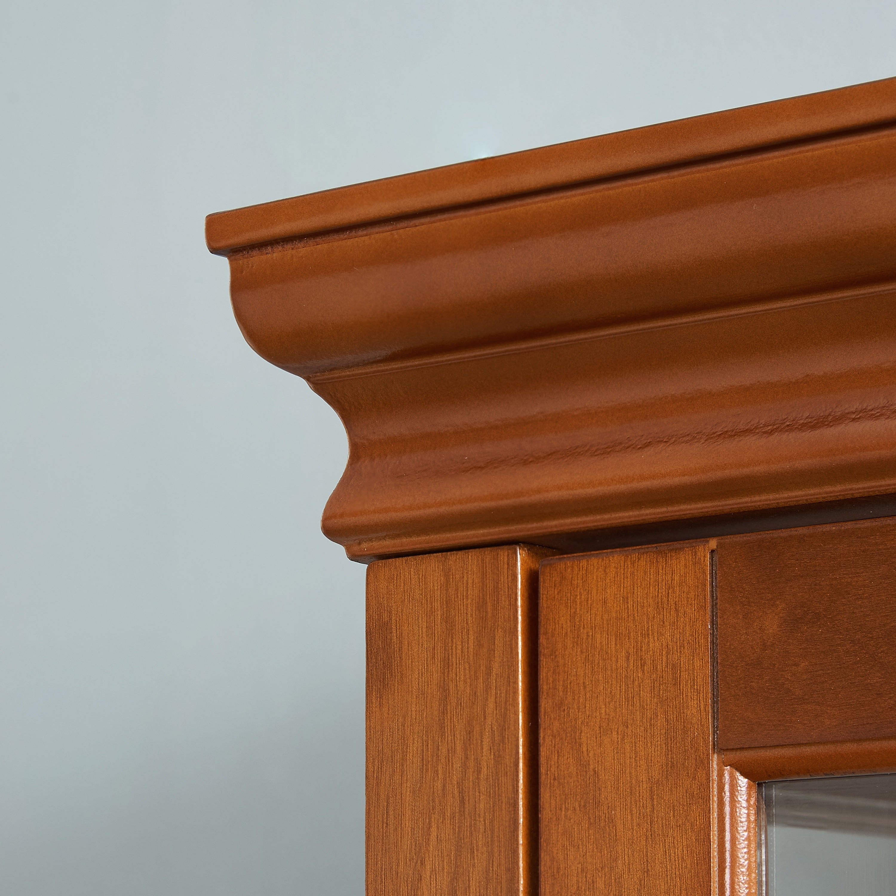 Walnut finish tall display cabinet collectibles showcase