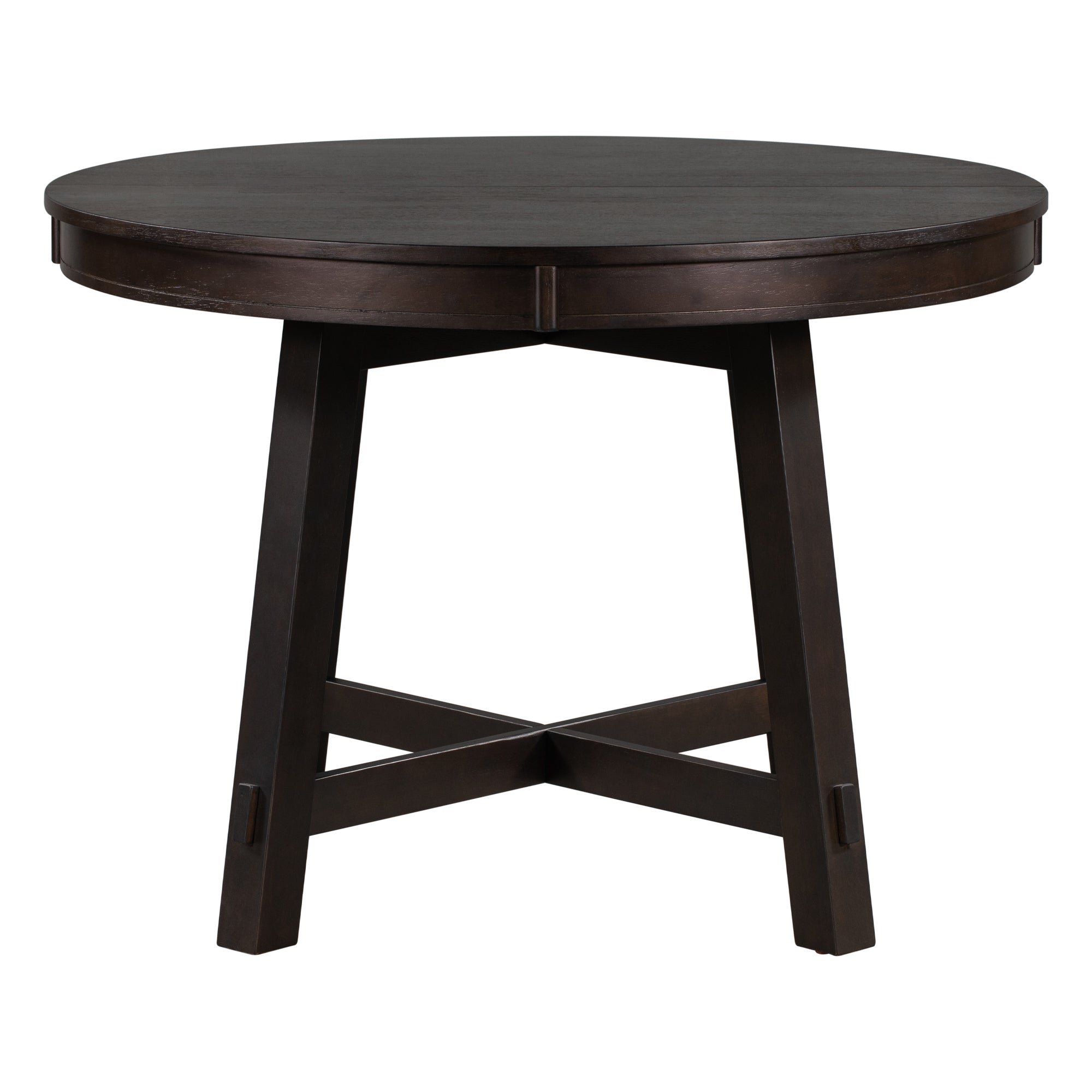 Round Extendable Dining Table — 16" Leaf, X-Base, Seats 6