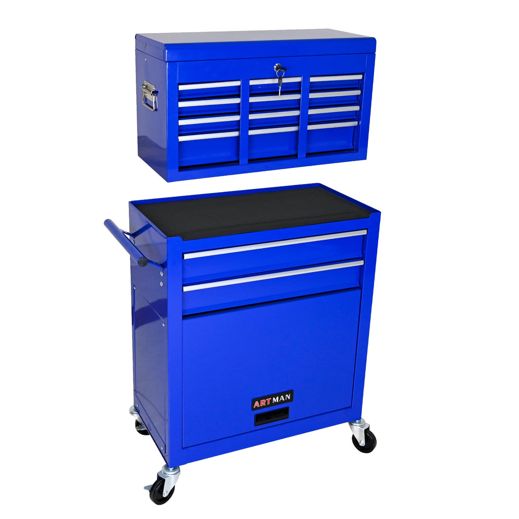 8-Drawer Rolling Tool Chest with Lock — Metal Tool Storage Cabinet