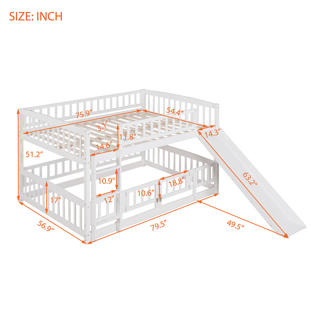 White full bunk bed slide entry from lower level