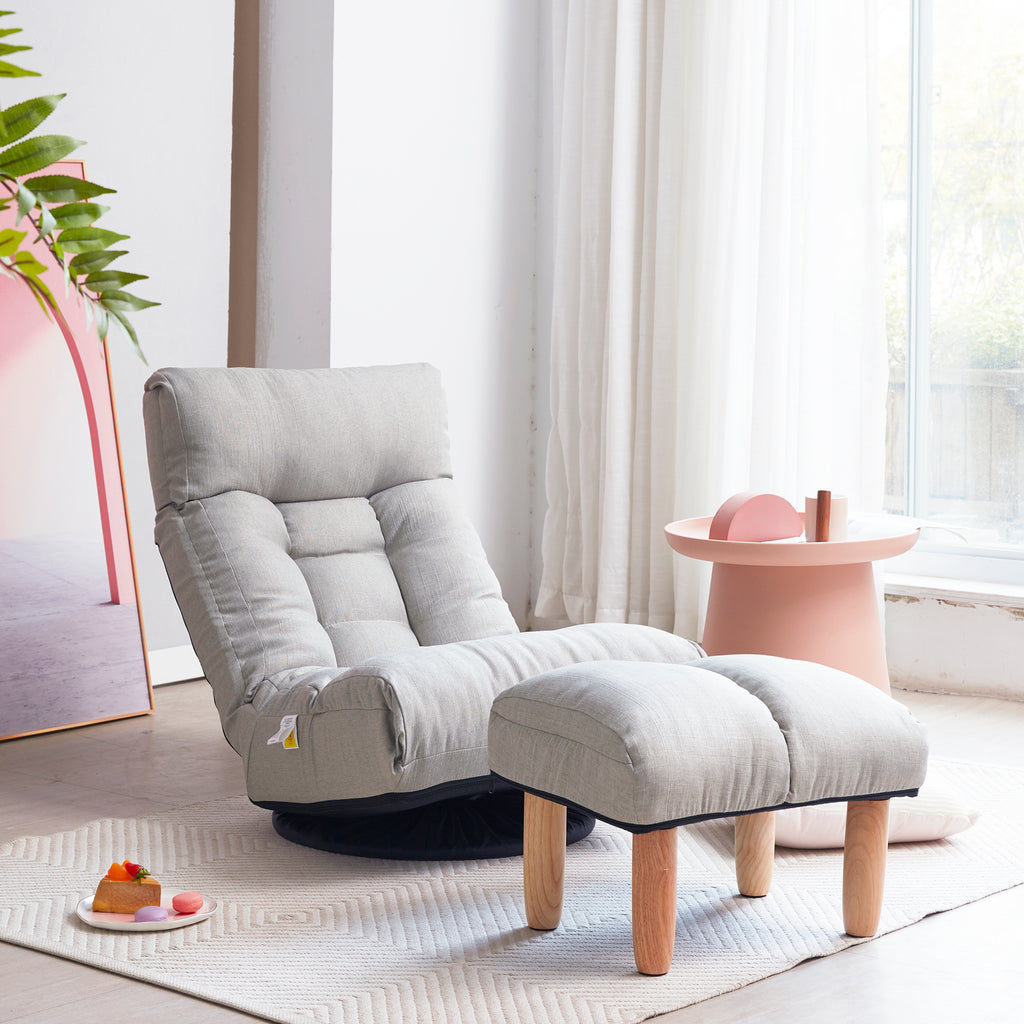Japanese tatami floor chair with metal frame — angle view