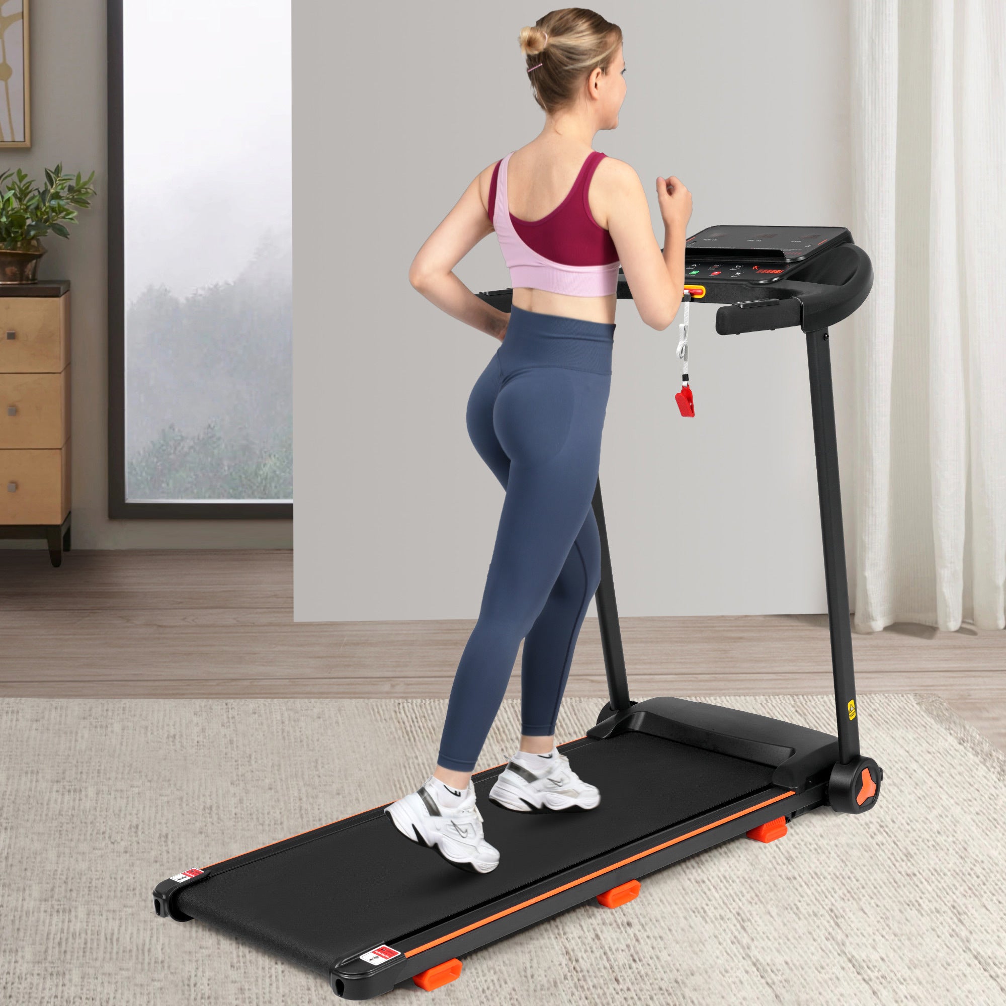 2.5 HP home treadmill running deck and console close-up