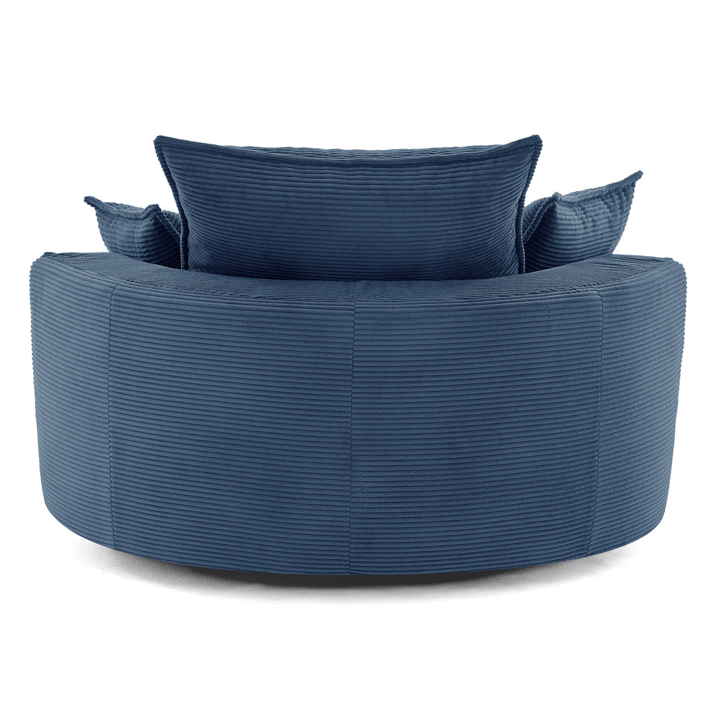Living room swivel accent chair navy blue corduroy product photo