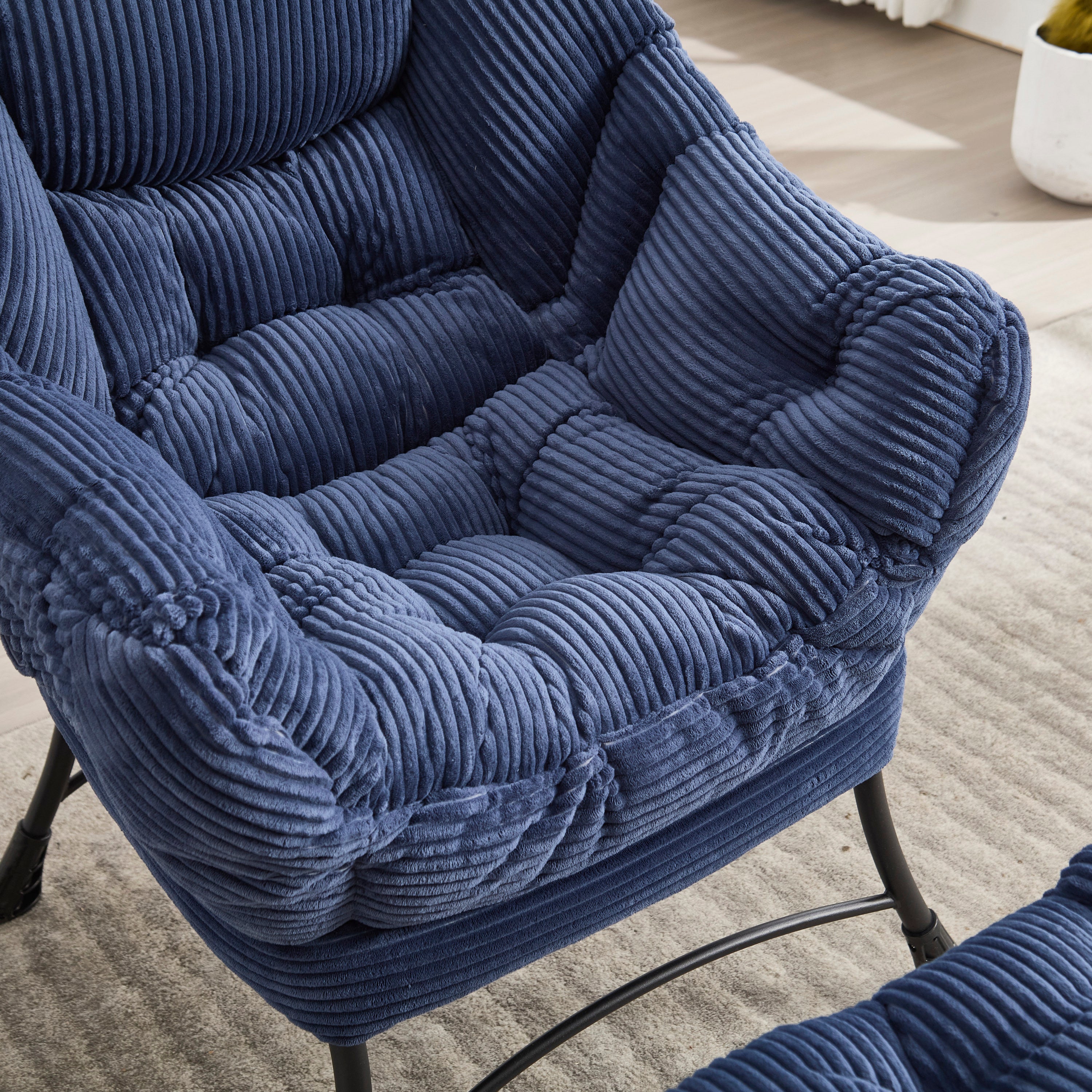 PP cotton lazy chair — soft upholstery close-up