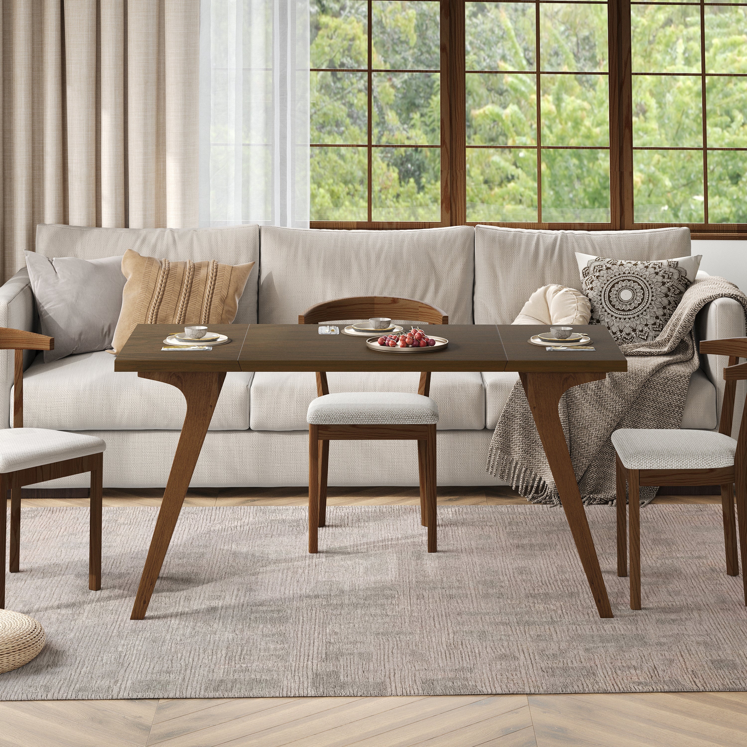 Transformer coffee table, 2 in 1 table, Expandable dining table, Natural wood, Variable height