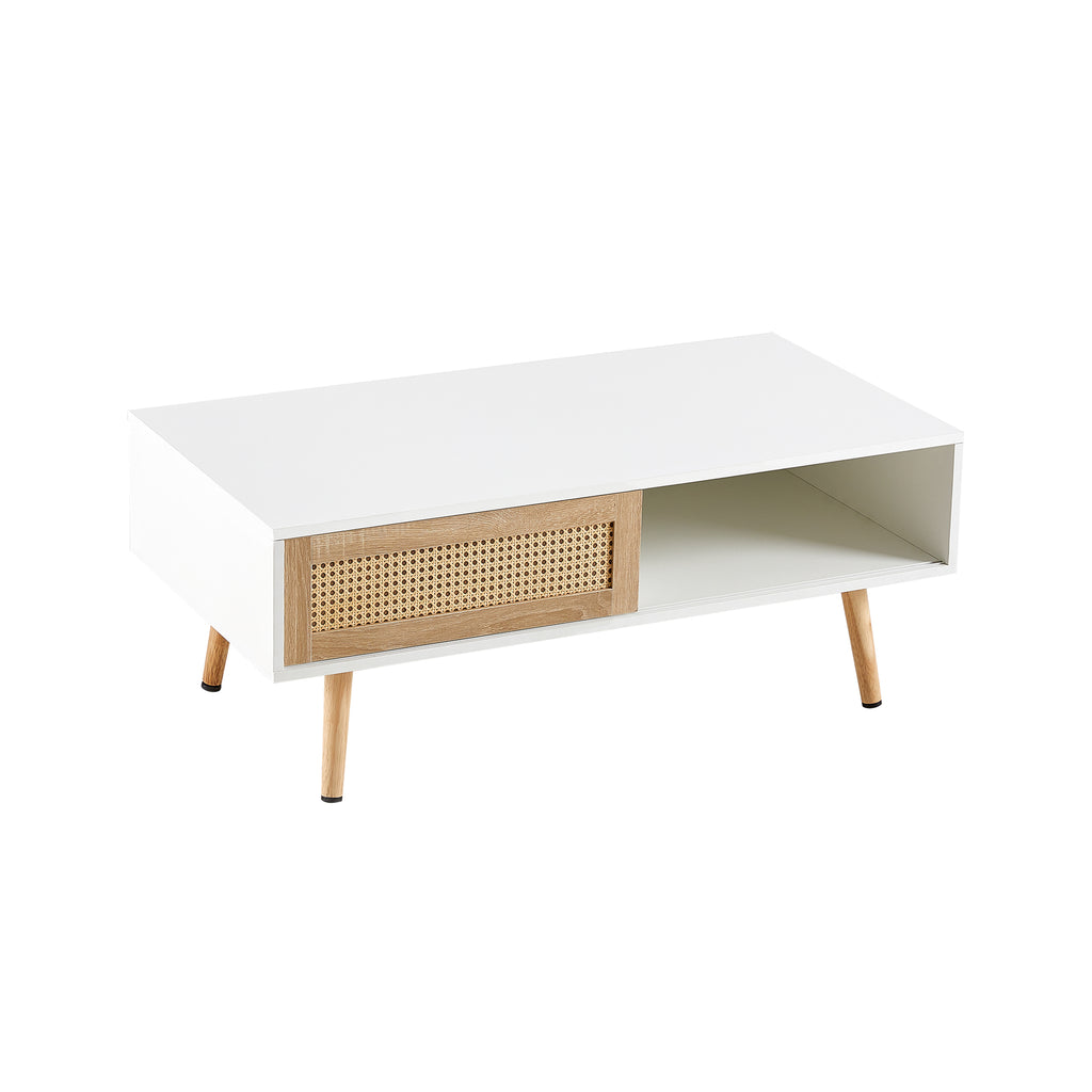 Modern rattan coffee table adjustable PVC feet detail