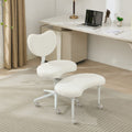 Ivory cross-leg meditation desk chair — front view