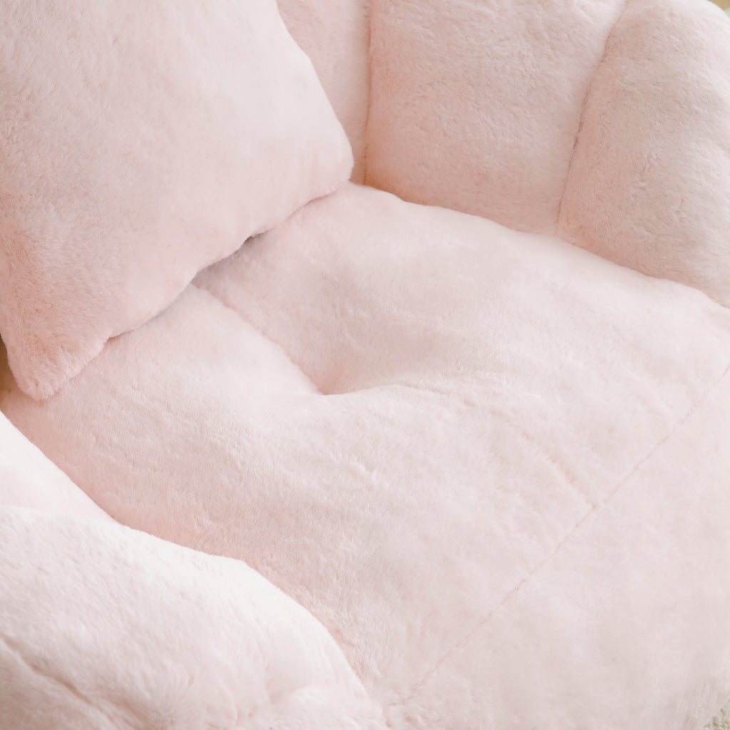 Matching footstool with pink bean bag sofa