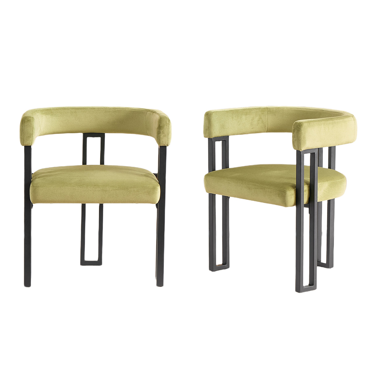 Upholstered Dining Chairs, 25.2×21.3×28.7 Inch, Soft Fabric Cushioned Accent Armchairs, Set of 2, Modern Side Chairs for Dining Room or Living Room-Beige Fabric Black Metal Frame