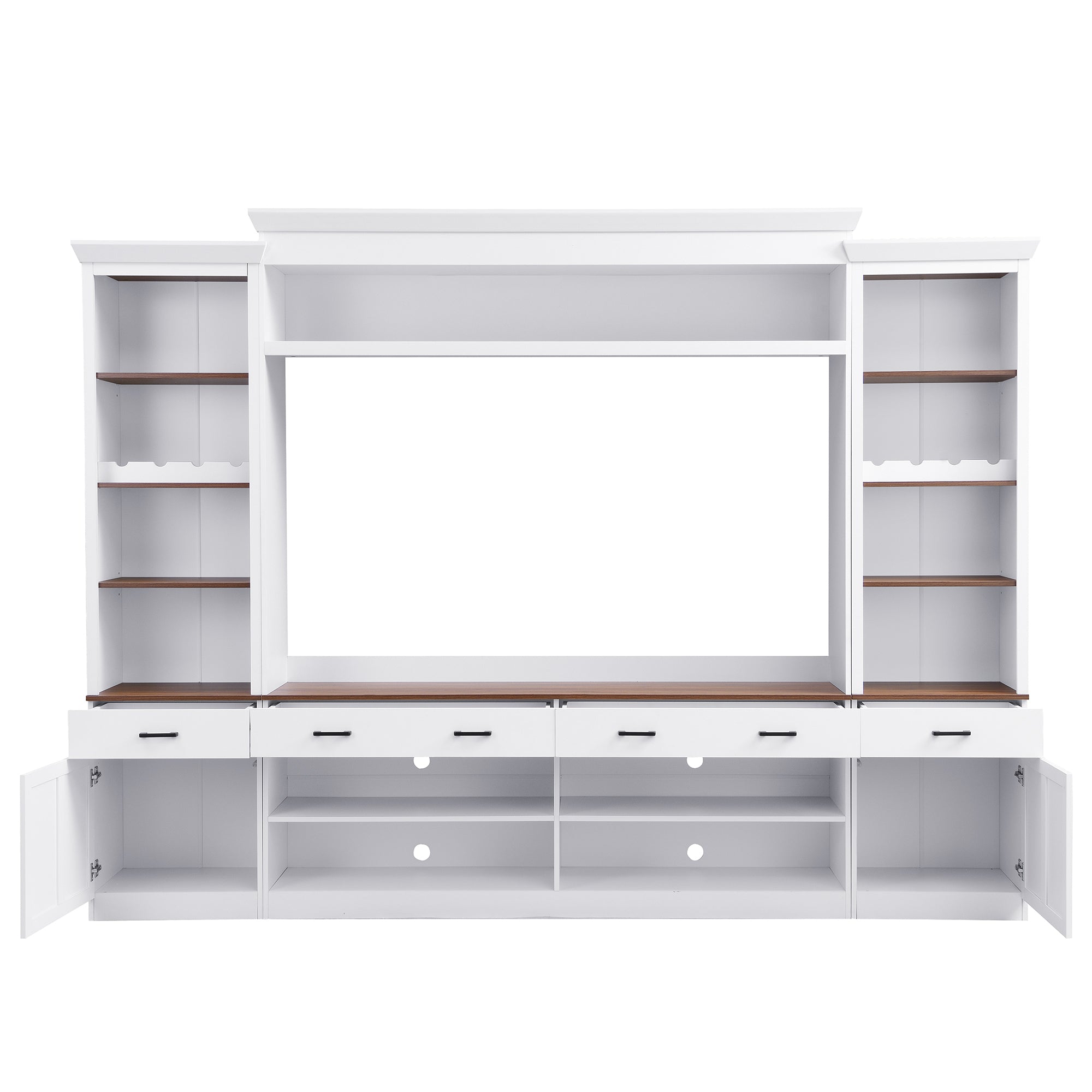 White walnut storage cabinet anti-tipping hardware detail