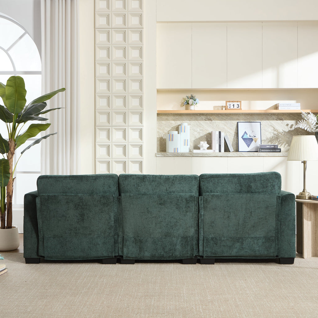 Modern Storage Sofa with Dual USB, 2 Side Pockets,Ottoman Storage Bench Cloud Sectional Chenille Sofa Oversized,4-Seat, L-Shaped Couch,Black