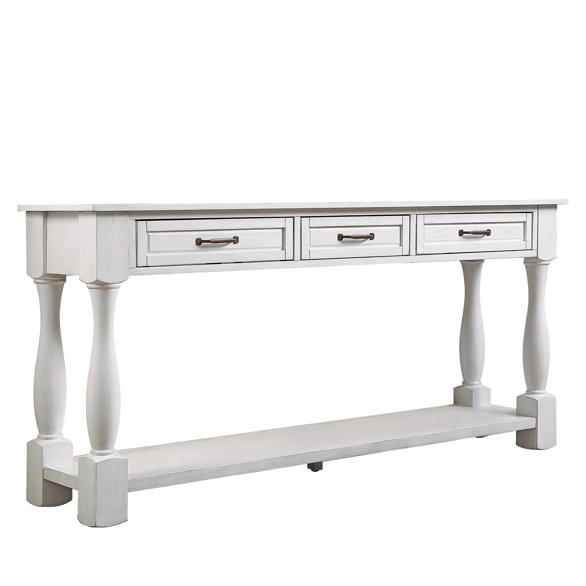 Console table extra-thick pine legs stability detail