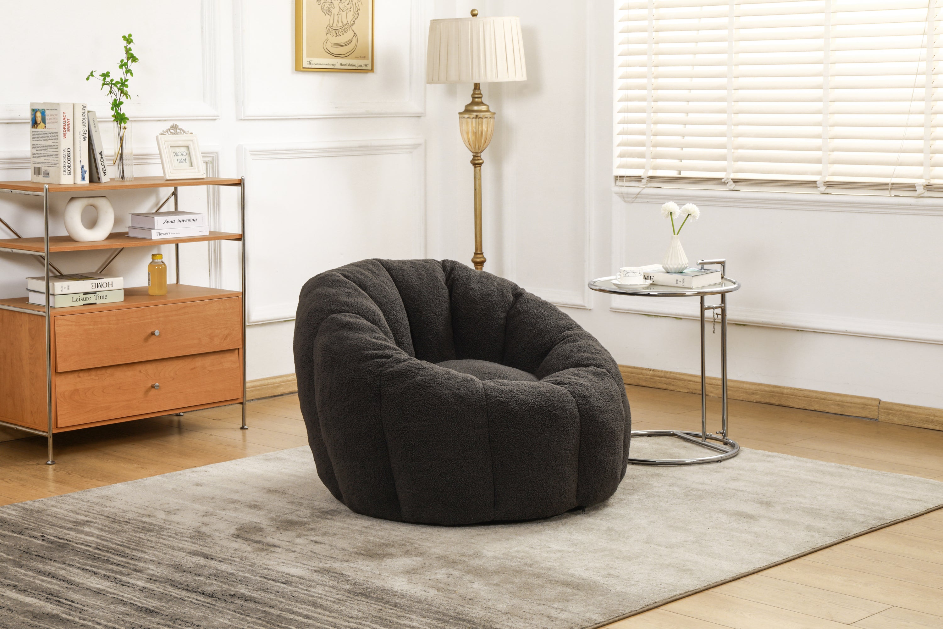 Dark gray bean bag sofa chair for reading nook