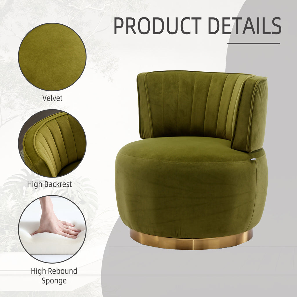 Swivel barrel chair wrap-around backrest detail