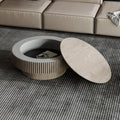31.5'' Round Coffee Table with Storage Solid Wood Veneered Modern Coffee Table Accent Tea Table for Living Room, Bedroom, Apartment or Office, Grey