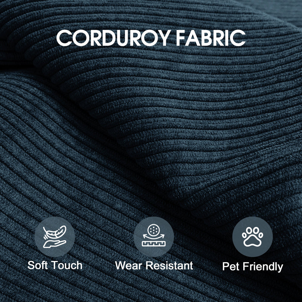 Corduroy Compression Convertible Floor Sofa Bed — Modular Loveseat, 78.8" Wide