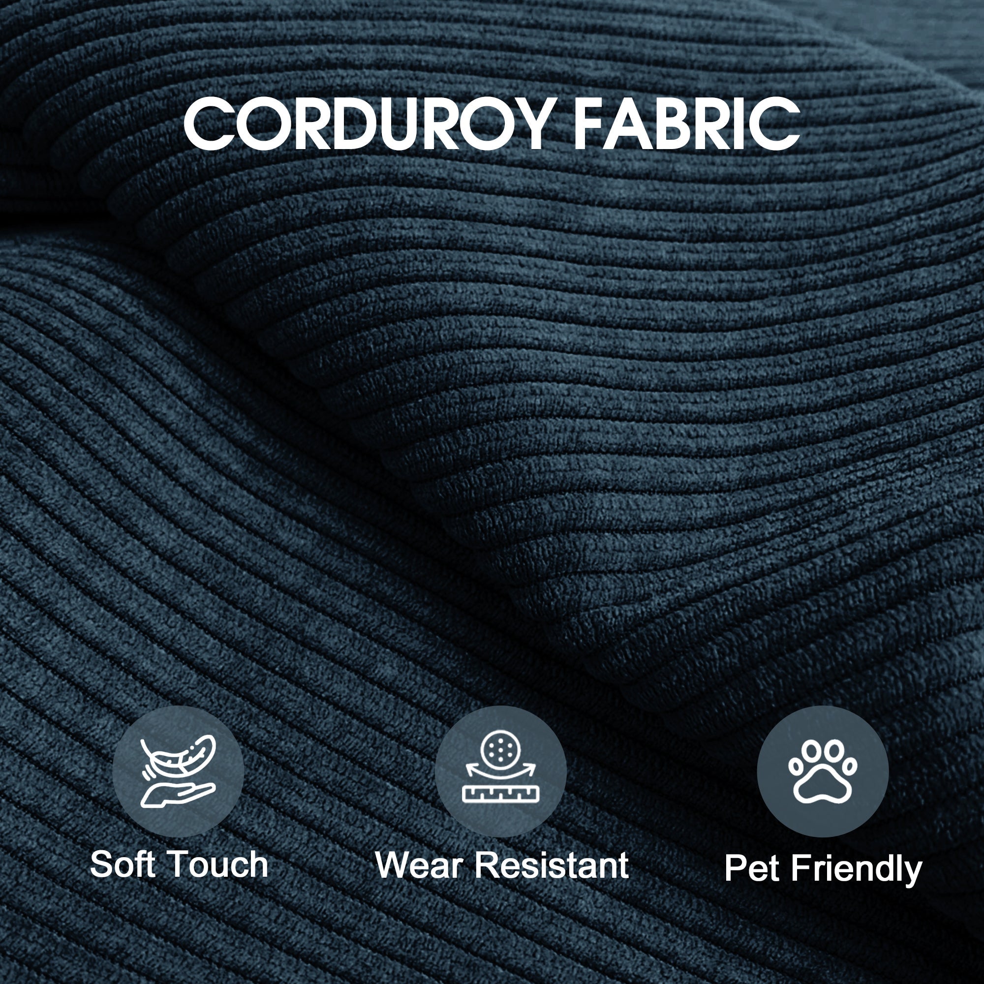 Corduroy Compression Convertible Floor Sofa Bed — Modular Loveseat, 78.8" Wide