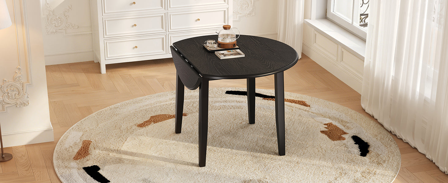 Extendable Round Dining Table for 2–4 People, Folding Wood Dining Table with Adjustable Size, Space-Saving Design for Small Apartments and Dining Areas - LIGHT BROWN