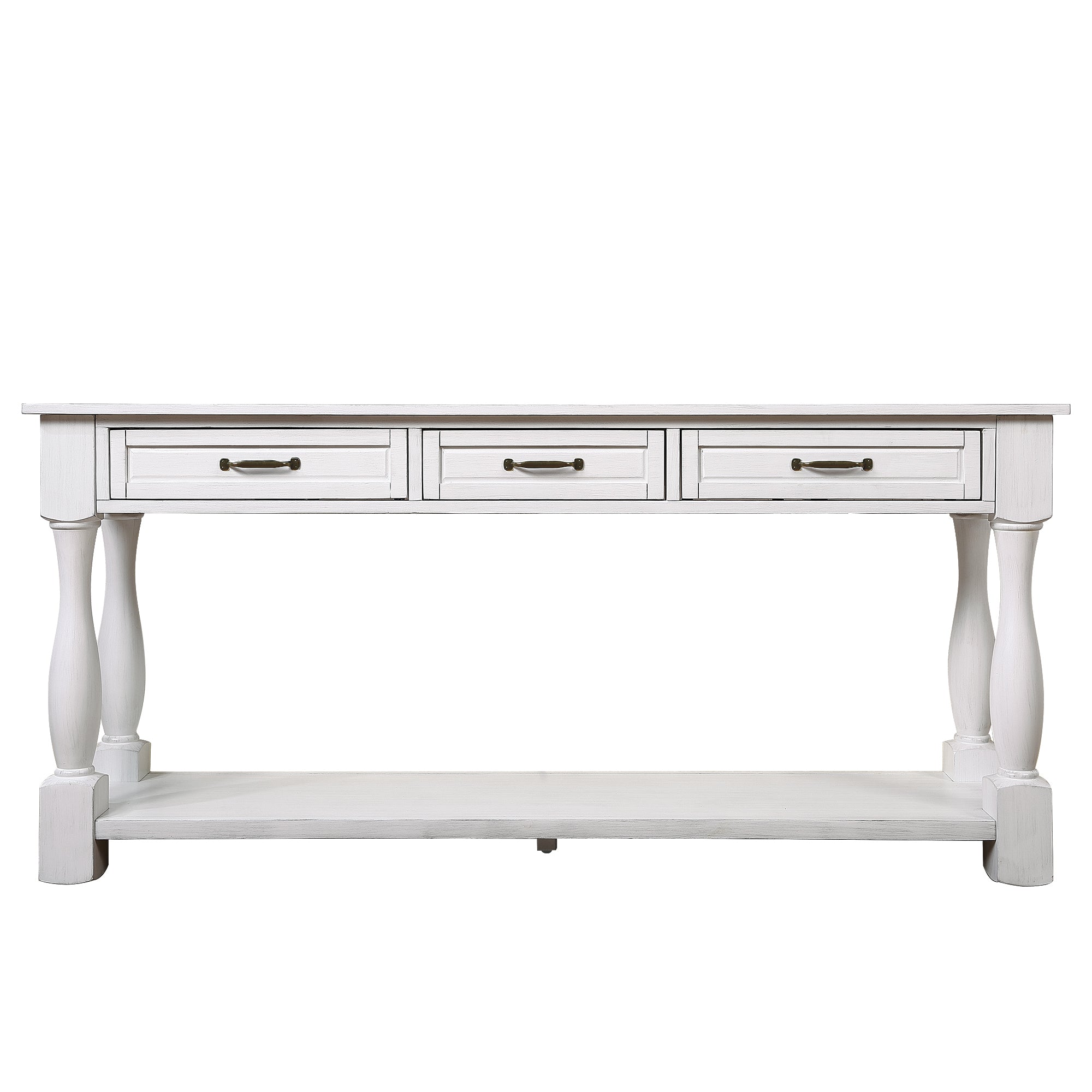Antique white 63 inch console table full product display