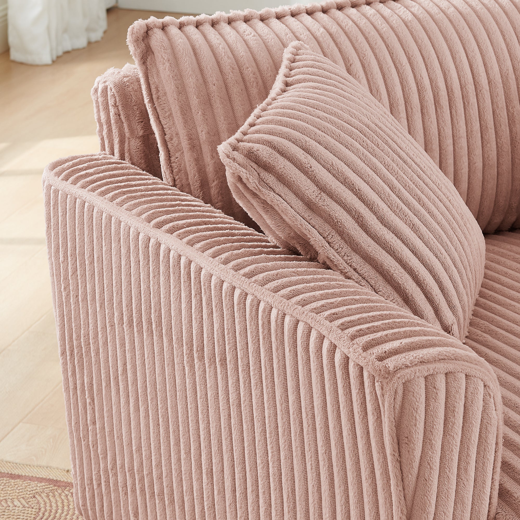 Corduroy upholstery tufted fabric close-up