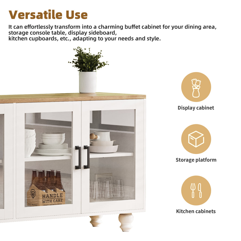 Vintage gourd-shaped solid wood legs on white entertainment center