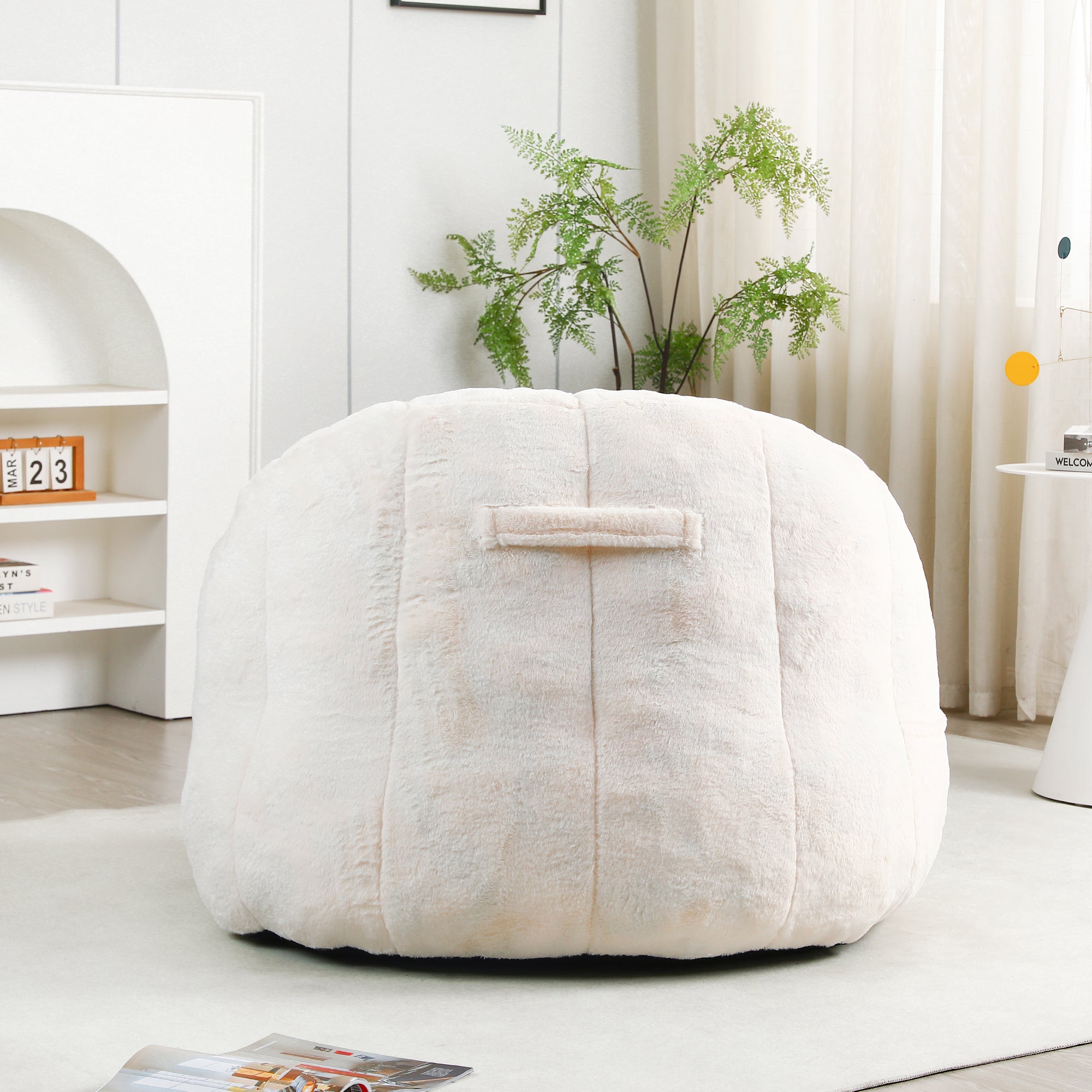 White bean bag chair side profile