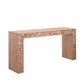 Natural rustic console table with log accents — front view
