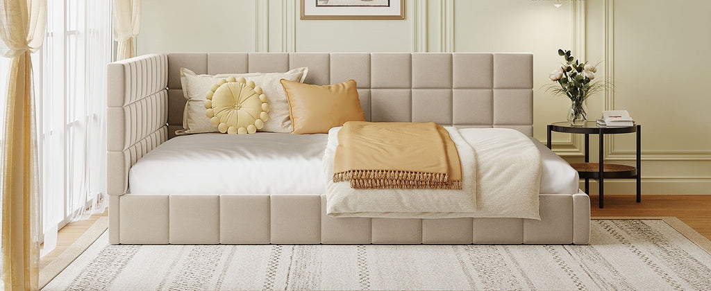 Upholstered daybed side view