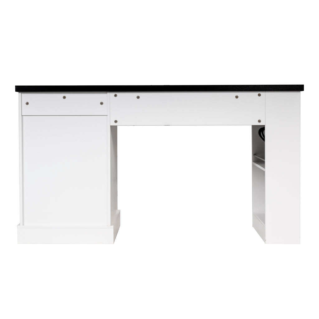 White fluted desk assembly dimension reference