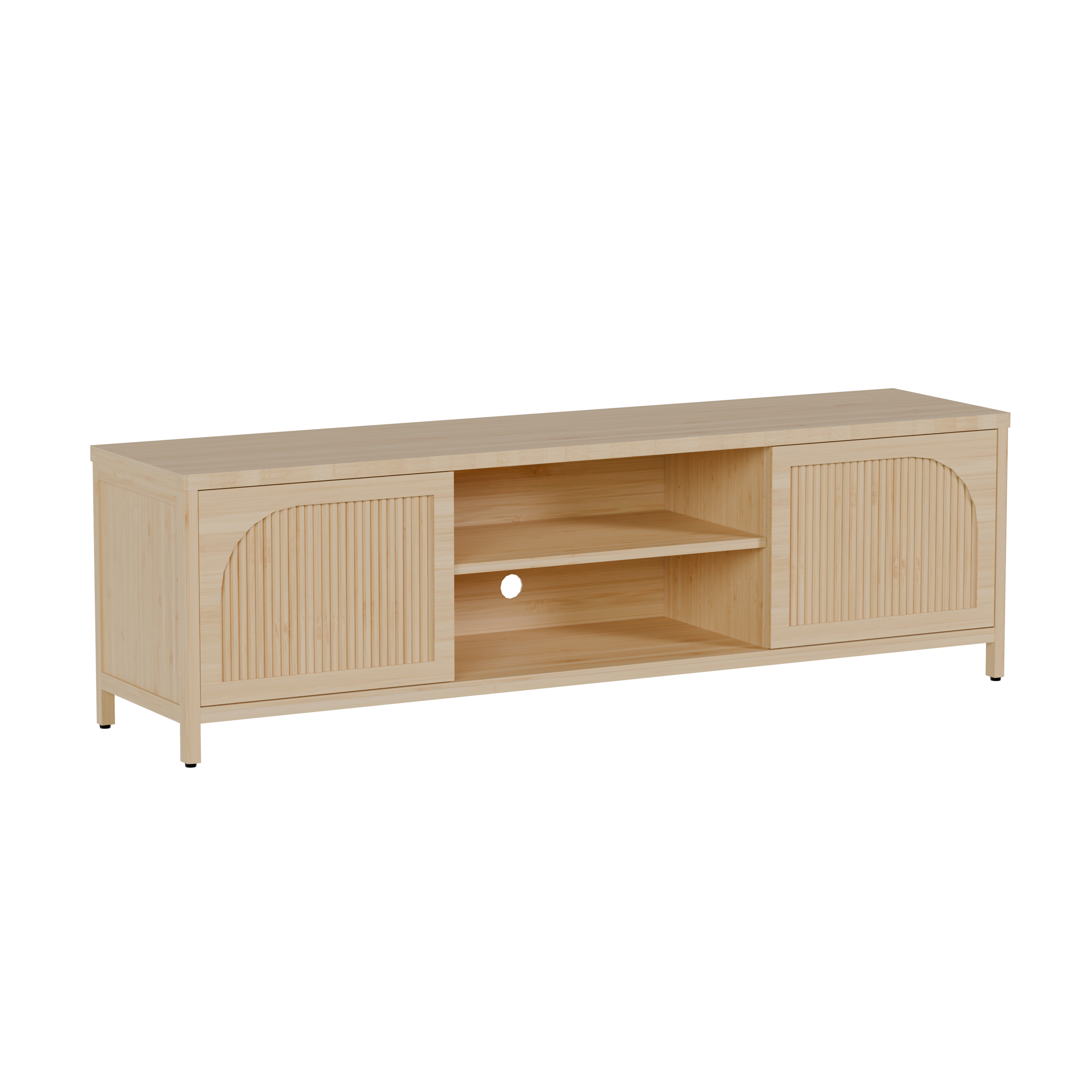 Natural bamboo entertainment center inner shelf storage