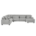 Modern Grey Corduroy U-shaped Sectional Sofa with Chaise Lounge, 129' Oversized Living Room Sofa with Thick Foam Cushions and Curved Armrests