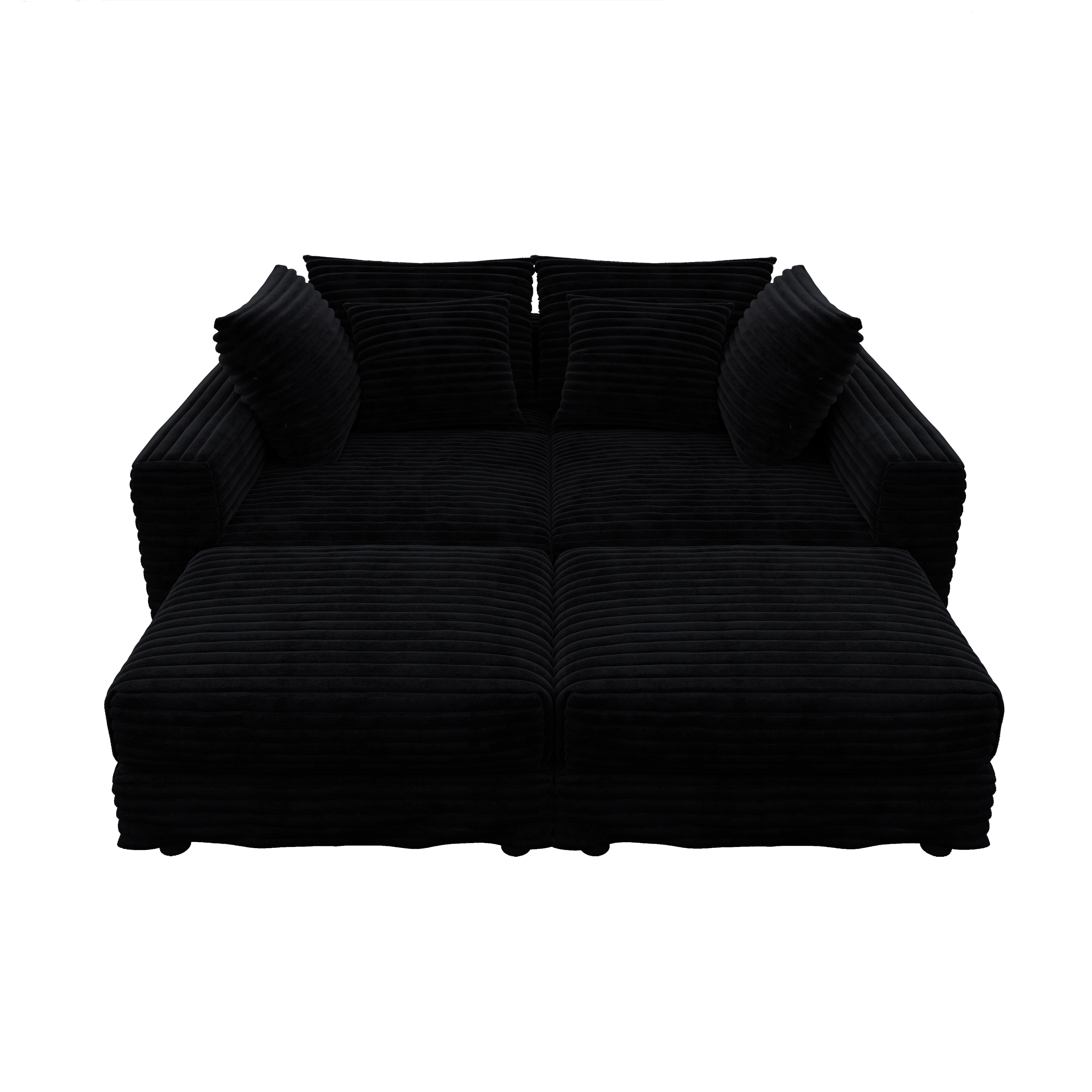 102.4 'Plush Corduroy 4-Seat Sofa,Modern Comfy Upholstered Sofa Cloud Couch,Deep Seat Couches with Soft Pillows and 3 Ottomans,Convertible Sofa Lounge Chair,Black(Old SKU:W1885S00287)