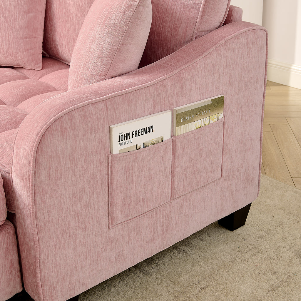 2-seater sofa with matching storage footrest — side profile