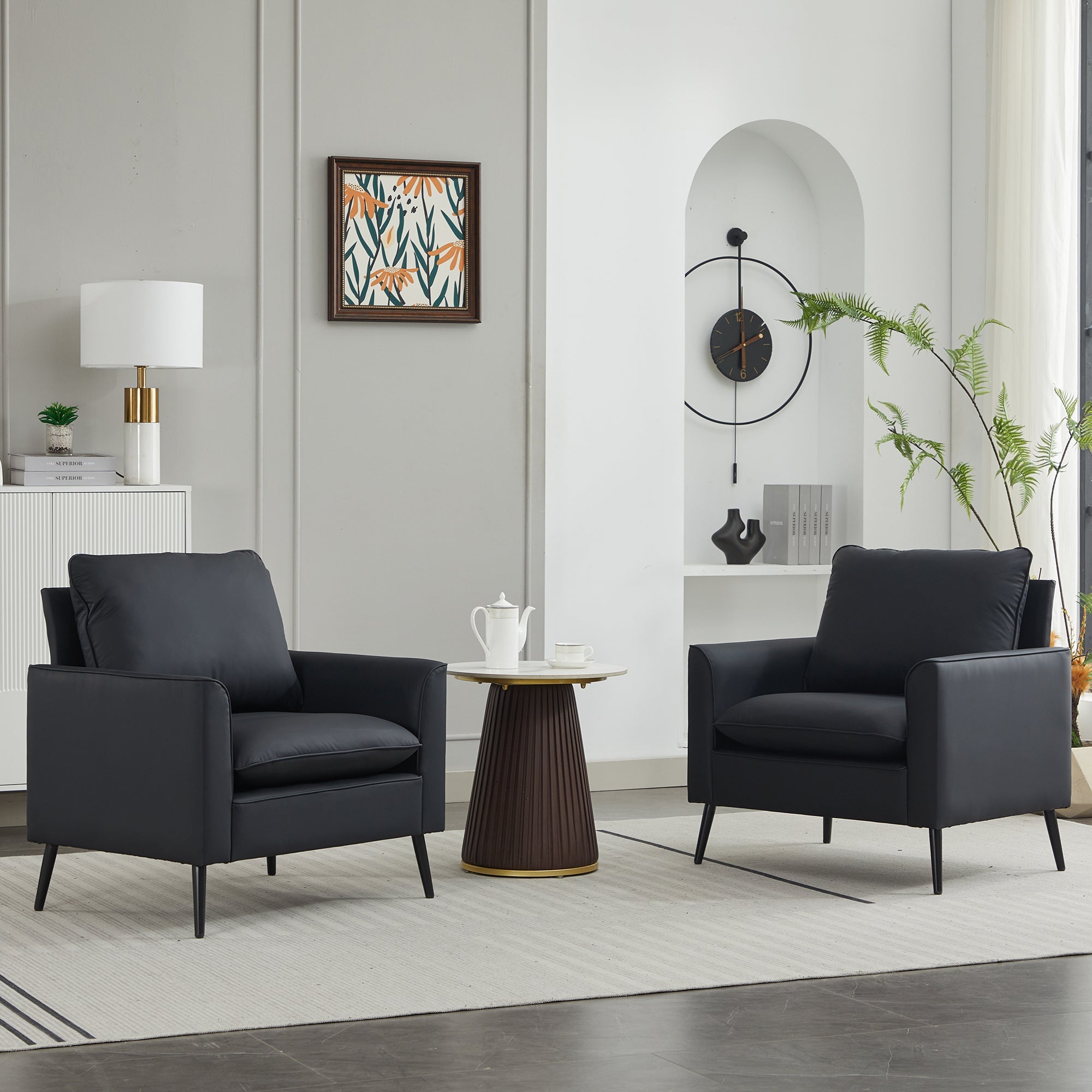Faux Leather Lounge Chair Set of 2 — Nordic Retro Accent