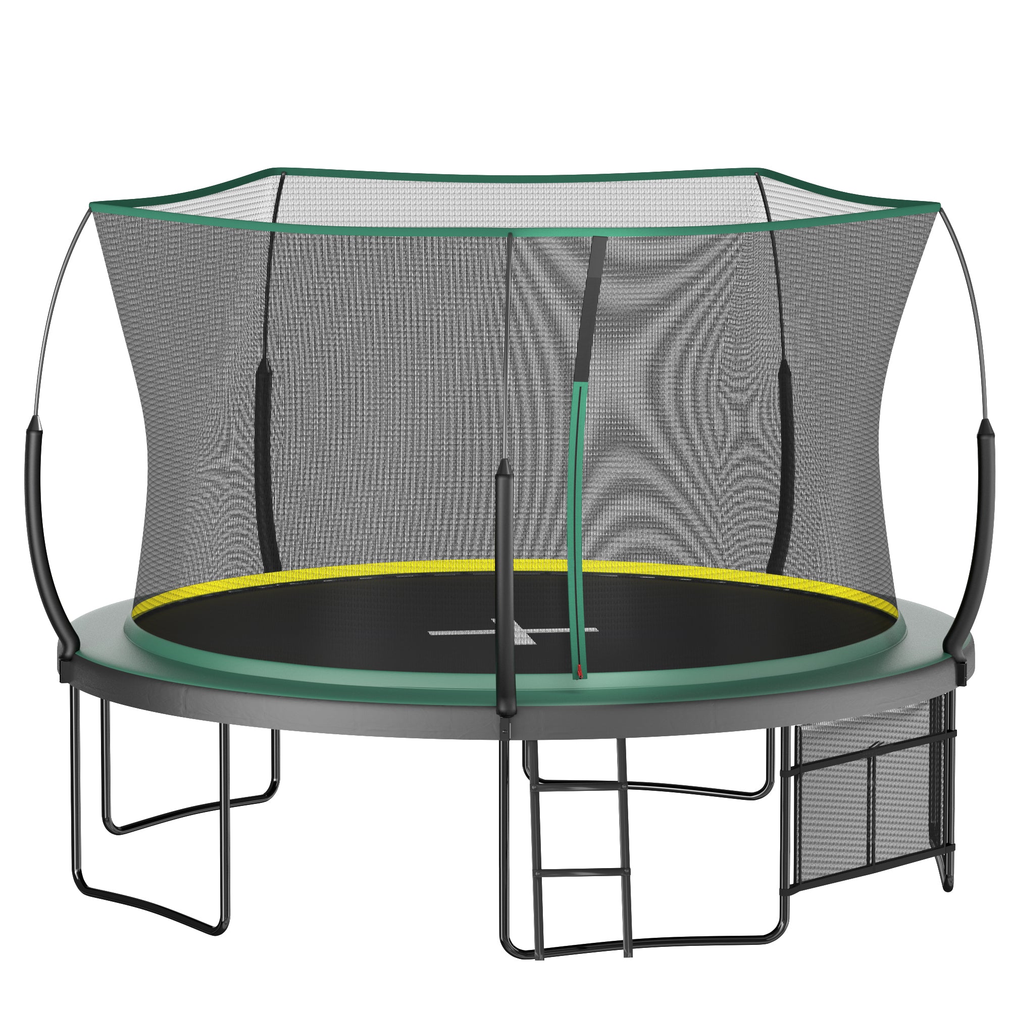 12 ft springfree trampoline zippered no-gap safety net enclosure detail