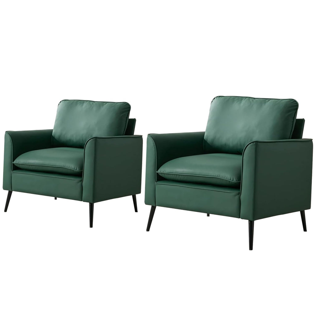 Set of two green accent chairs side by side