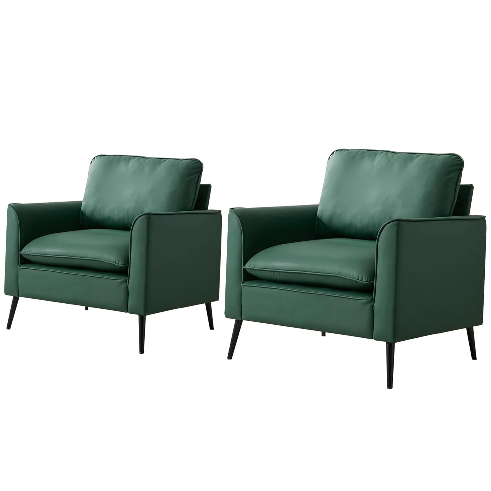 Set of two green accent chairs side by side