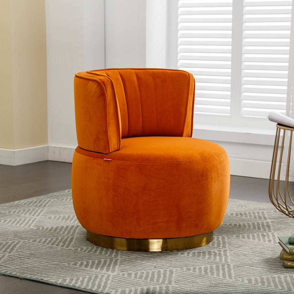 Velvet Swivel Barrel Chair — 360° Round Accent
