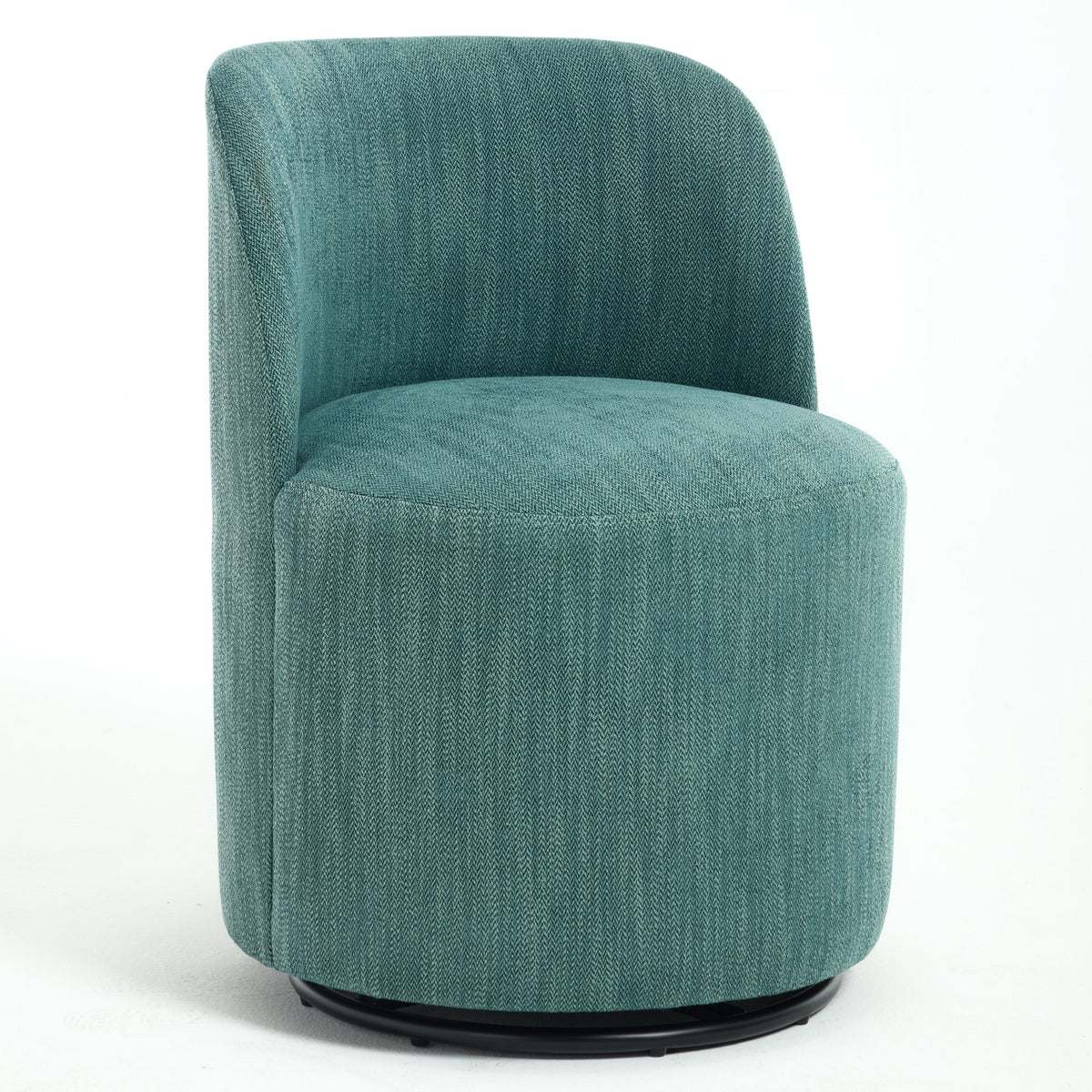 Set Of 1 Upholstered Kitchen & Dining Room Barrel Chair, Mid Century Modern Round Linen Dining Chair, 360 Degree Swivel Comfy Armless Accent Makeup Vanity Side Chair for Bedroom Living Room