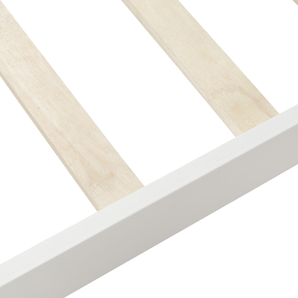 Solid wood platform bed frame construction detail