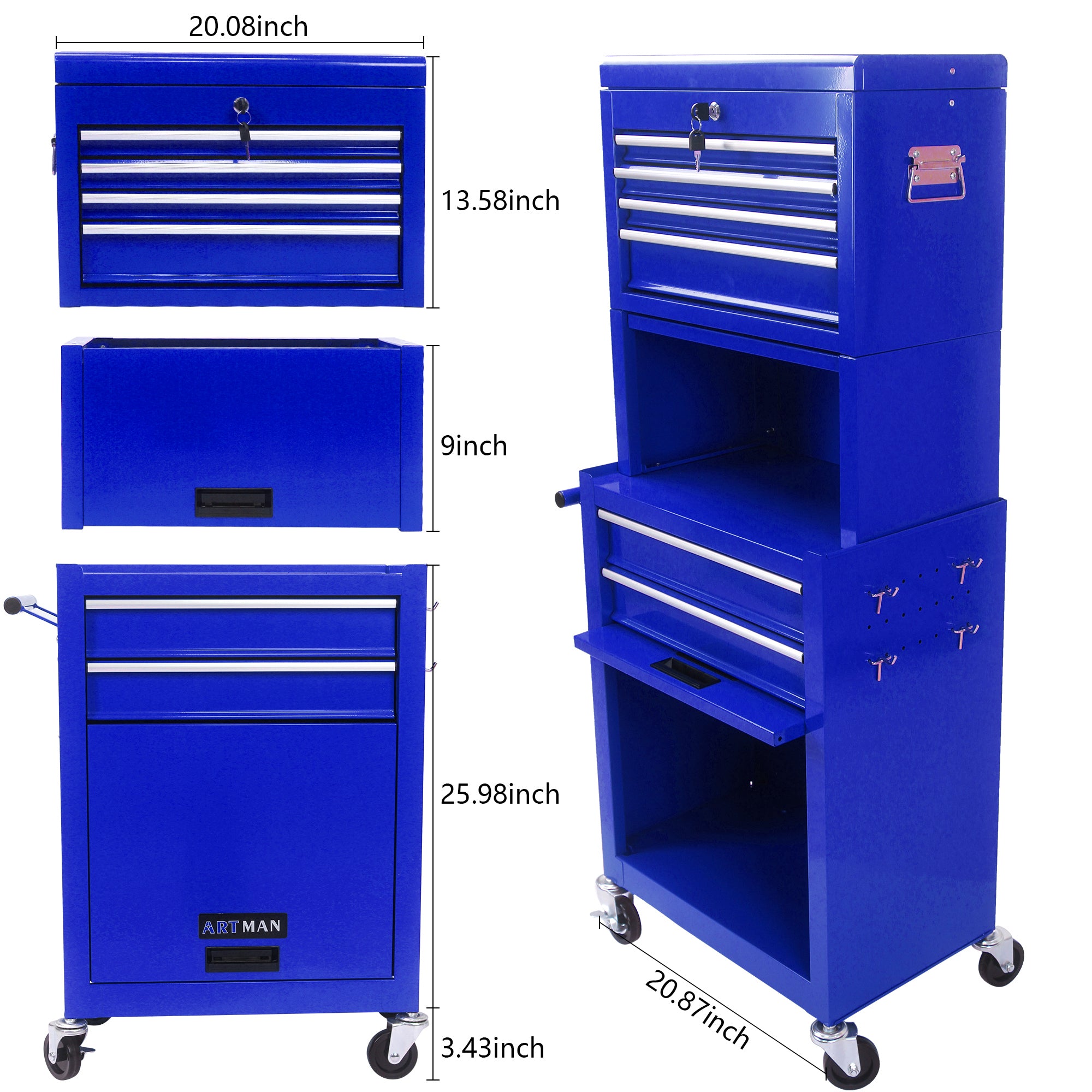 Tool chest bottom cabinet foldable doors open view