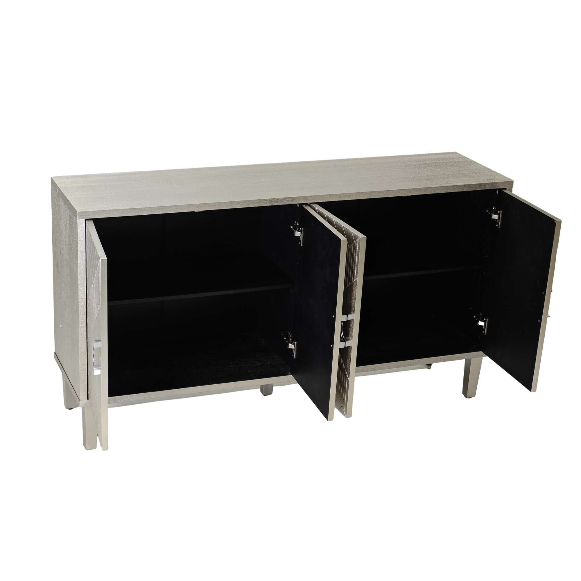 Minimalist storage cabinet champagne finish in dining room