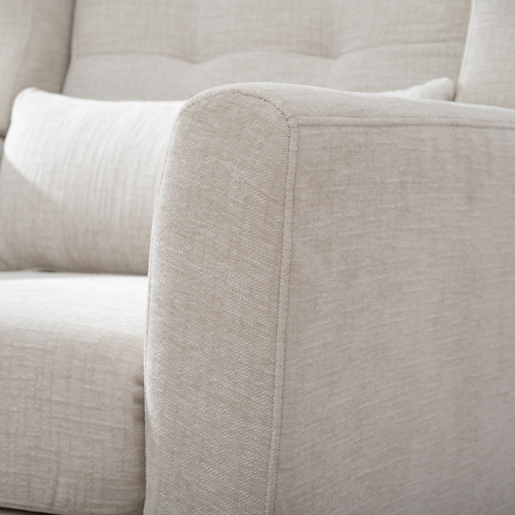 Accent chair with lumbar pillow — side profile
