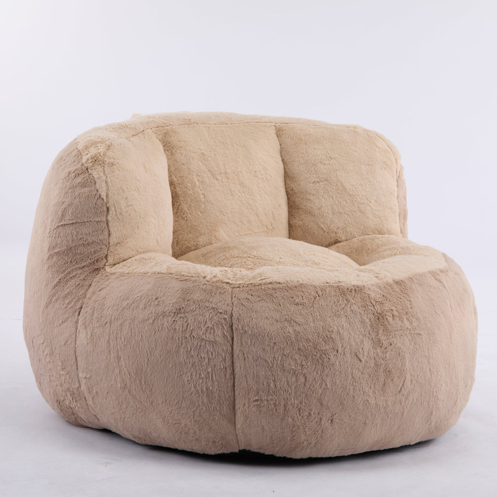 Oversized Bean Bag Chairs,Multicolor Faux Fur Couch Filled with Shredded Sponge,Large Lounger Sofa For Living Room,No Assembly Required , Pink+White+Purple