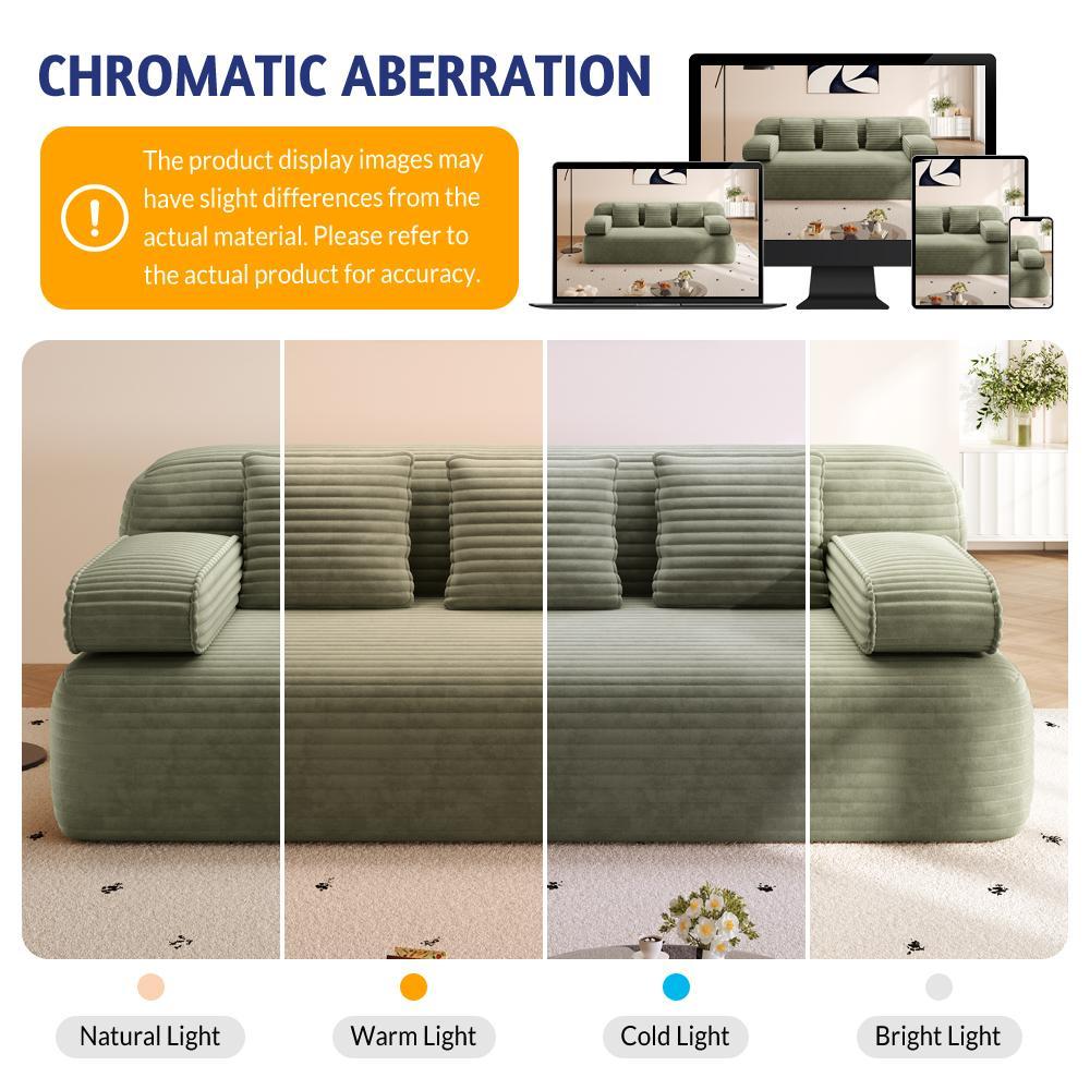 78.7' Frameless Sofa,2-in-1 Convertible Sofa Bed with 3 Pillows – Plush Corduroy Fabric, Multi-Functional 3-Seater Couch for Small Spaces, Apartments and Bedrooms,Beige
