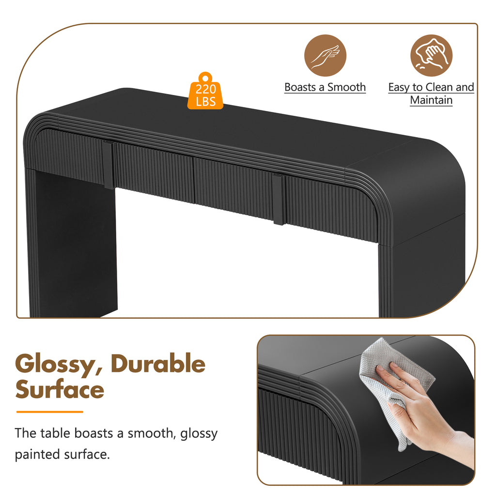 Black MDF console table glossy painted surface
