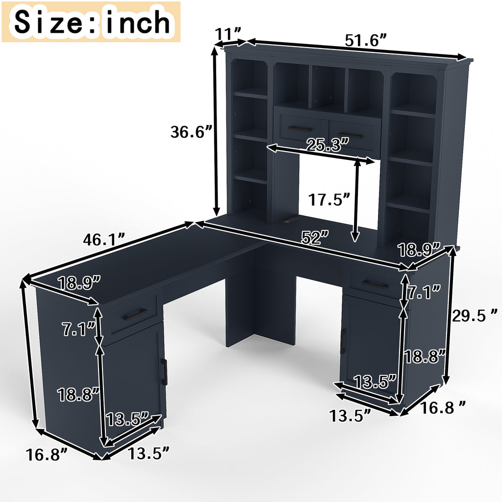 Desk with cabinets and drawers underneath