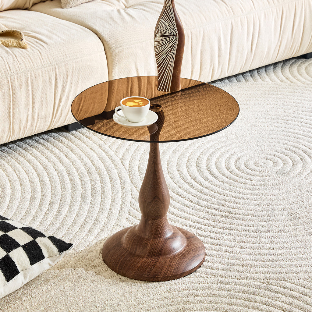 Compact 20 inch high side table next to bed bedroom placement