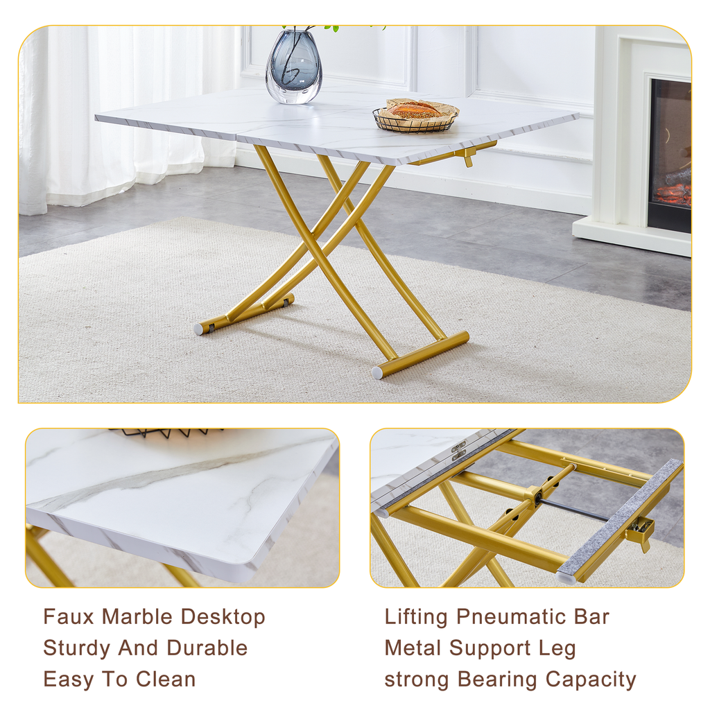 Gold metal leg height adjustment detail on folding table